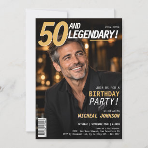 Invitación Revista 50 y Legendarios Hombres Portada Cumpleaño