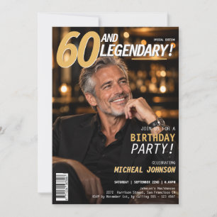 Invitación Revista 60 y Legendarios Hombres Portada Cumpleaño