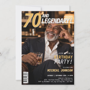 Invitación Revista 70 y Legendarios Hombres Portada Cumpleaño