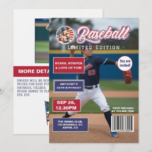 Invitación Revista All American Boy Baseball Portada Cumpleañ