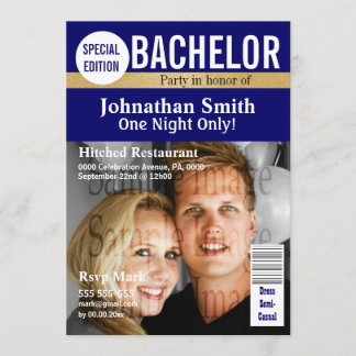 Invitación Revista Bachelor foto de soltero PERSONALIZAR