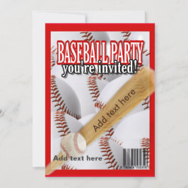 Invitación Revista de béisbol fiesta blanco y rojo