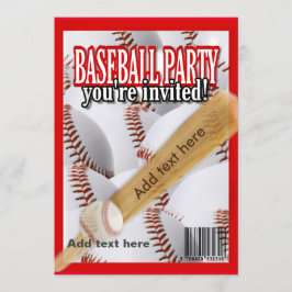Invitación Revista de béisbol fiesta blanco y rojo