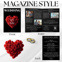 Invitación Revista de Boda Todo en Uno Rosas Rojas