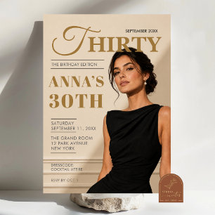 Invitación revista de cumpleaños de mujer clásica elegante de
