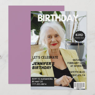 Invitación Revista de fotos divertidas y elegantes cumpleaños