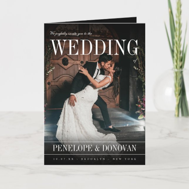 Invitación Revista de fotos oscuras QR Code In One Boda (Anverso)