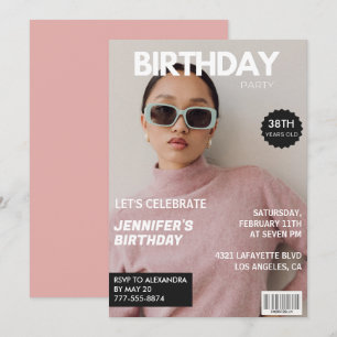 Invitación Revista de Lujo Elegante Foto cumpleaños 38