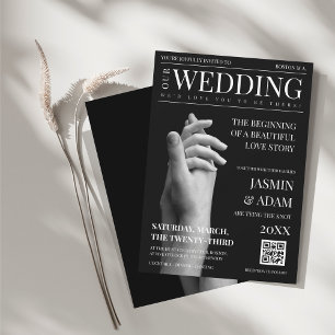 Invitación Revista de lujo en modo oscuro Boda