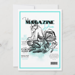 Invitación revista de moda diva de la fiesta de soltera
