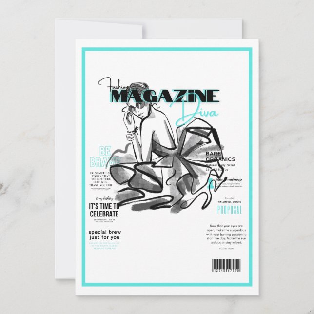 Invitación Revista de moda para despedida de soltera  (Anverso)