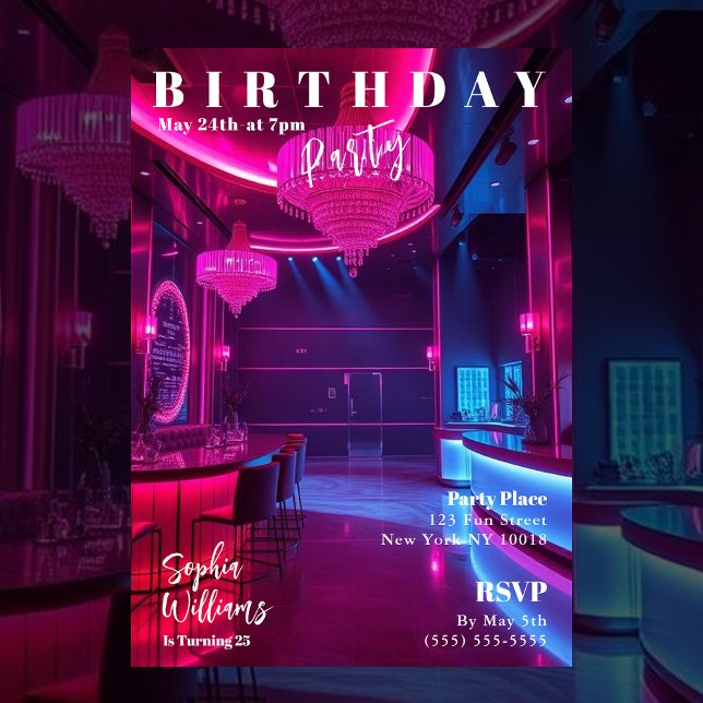 Invitación Revista de Portada de Fiesta de Cumpleaños (Magazine Cover Birthday Invitation-Nightclub)