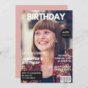 Invitación Revista Elegant Luxury Photo 44th cumpleaños