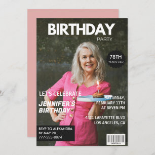 Invitación Revista Elegant Luxury Photo 78th cumpleaños