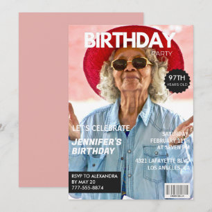 Invitación Revista Elegant Luxury Photo 97th cumpleaños