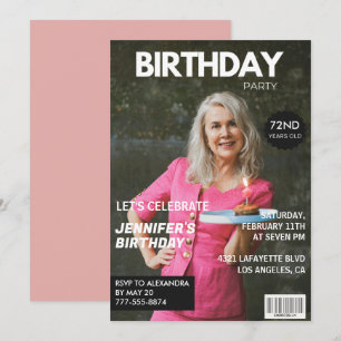 Invitación Revista Elegante de Lujo Foto 72 cumpleaños