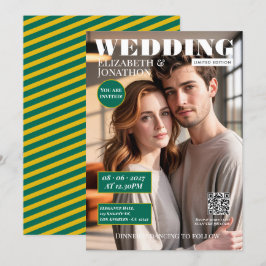 Invitación Revista Emerald Green & Gold Fotografía de Boda