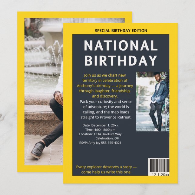 Invitación Revista Milestone: La Expedición de Cumpleaños (Anverso / Reverso)