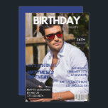 Invitación Revista Navy blue Photo Funny cumpleaños 36<br><div class="desc">Invitación de cumpleaños número 36 de la revista Navy blue Photo</div>