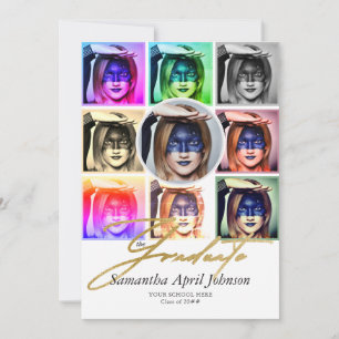 Invitación Revista Pop Art Retro Diptych Graduation Photo