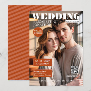 Invitación Revista Terracotta & Rust Foto de Boda