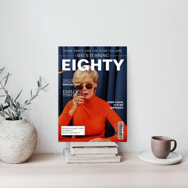 Invitación Revista Única 80.ª foto Personalizado de cumpleaño (Subido por el creador)