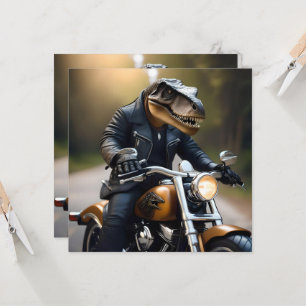 Invitación **"Rex reactivado: T-Rex en cuero en motocicleta
