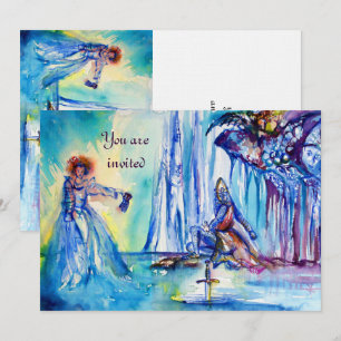 Invitación REY ARTURO, DAMA DEL LAGO Y EXCALIBUR lino