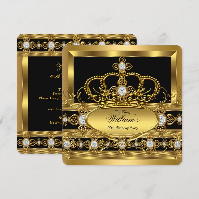 Invitación Rey de la Corona Príncipe Reina Real Fiesta del Di (Anverso / Reverso)