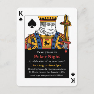 Invitación Rey de Picas Noche de Poker Fiesta de Inauguración