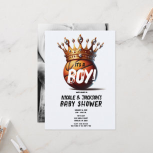 Invitación Rey del Baloncesto Corona de Oro Foto Baby Shower
