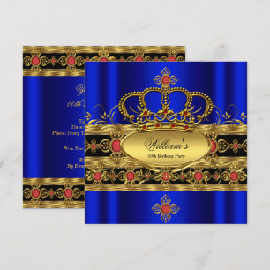 Invitación Rey Príncipe Real Oro Azul Oro Rojo Cumpleaños 2