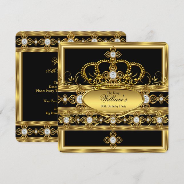 Invitación Rey Príncipe Reina Real Fiesta de la Corona del Di (Anverso / Reverso)