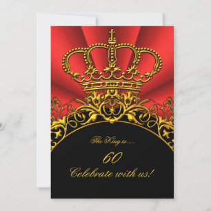 Invitación Rey Regio Rojo Reina Oro Fiesta de Cumpleaños Real