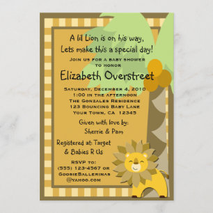Invitación Rey Shower Zoo Safari Custom de la selva del león