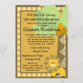 Invitación Rey Shower Zoo Safari Custom de la selva del león