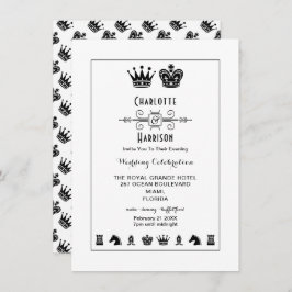 Invitación Rey Y Reina Tablero De Ajedrez Juego De Tarde Boda