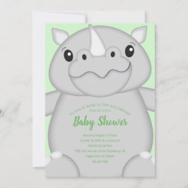 Invitación Rhino Baby Shower Green