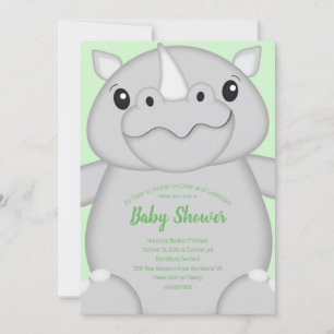 Invitación Rhino Baby Shower Green