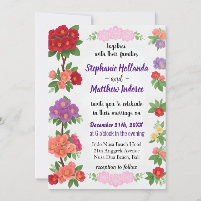 Invitación Rhododendron Beauty Energy Vibrante Esencia de amo (Anverso)