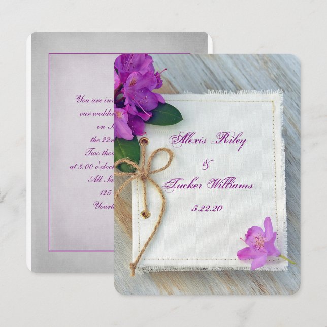 Invitación Rhododendros rosados en el boda de portada del dia (Anverso / Reverso)