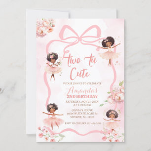 Invitación Ribbon African Ballerina Two Tu Cute Birday