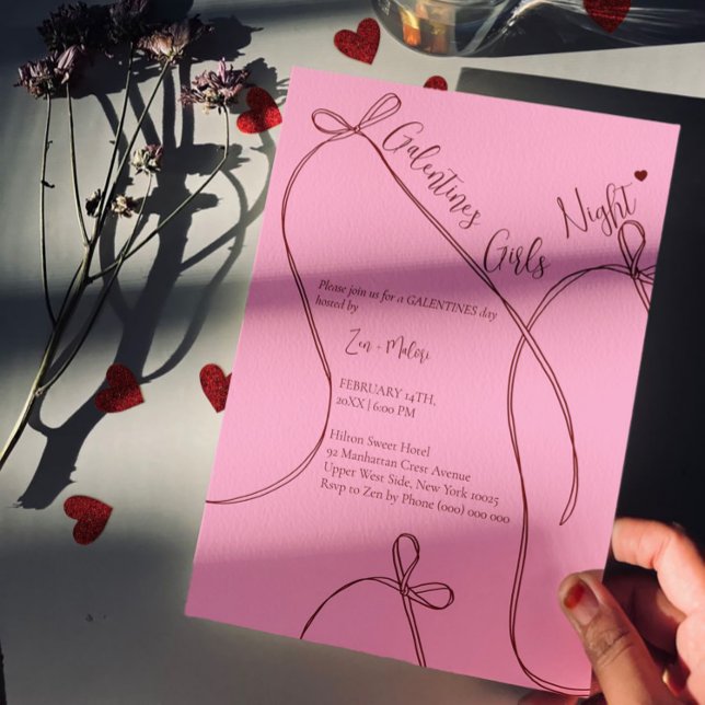 Invitación Ribbon Bows – Modern Galentine's girls night (Subido por el creador)