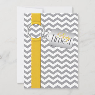 Invitación RIBBON IMPRESO Gris Gris Blanco 21 Fiesta de cumpl
