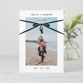 INVITACIÓN RIBBÓN NEGRO Y BOW AHORRAN LA FECHA