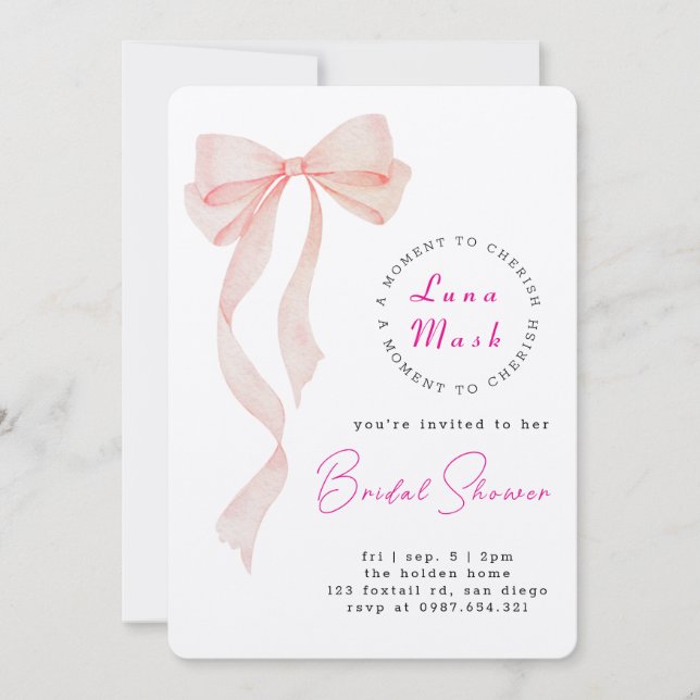 Invitación Ribbons & Romance Bridal Shower (Anverso)