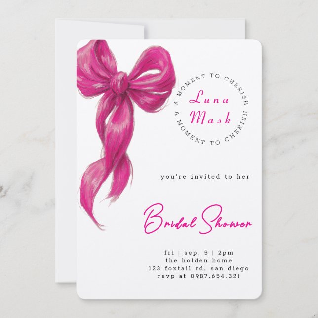 Invitación Ribbons & Romance Bridal Shower (Anverso)