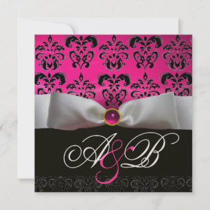 INVITACIÓN RIBÓN DE ORO PINK PURPLE DAMASCO NEGRO MONOGRAM