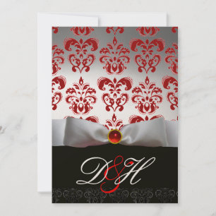 INVITACIÓN RIBÓN DE ORO ROJO Y GRUPO MONOGRAM DE DAMASCA NEGR