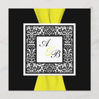 Invitación RIBÓN IMPRESO DE Damasco amarillo negro, blanco